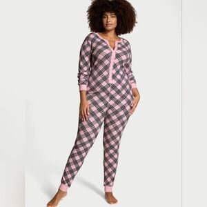 Plaid Pink Women's Onesie Sz Lg
